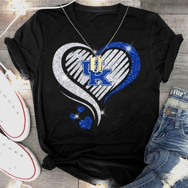 Kentucky Wildcats Glitter Silver Blue Heart T Shirt Hoodie Sweater Mug Tshirt Hoodie Sweater