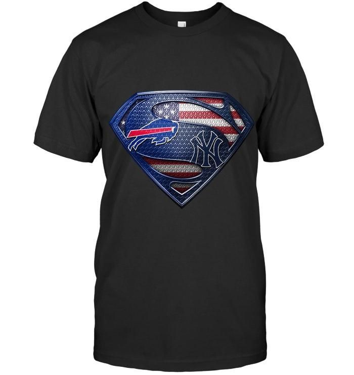 Buffalo Bills And New York Yankees Superman American Flag Layer Shirt T Shirt Hoodie Sweater Tshirt Hoodie Sweater