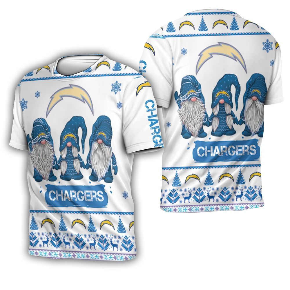 Christmas Gnomes Los Angeles Chargers Ugly Sweatshirt Christmas 3D 3D T-Shirt