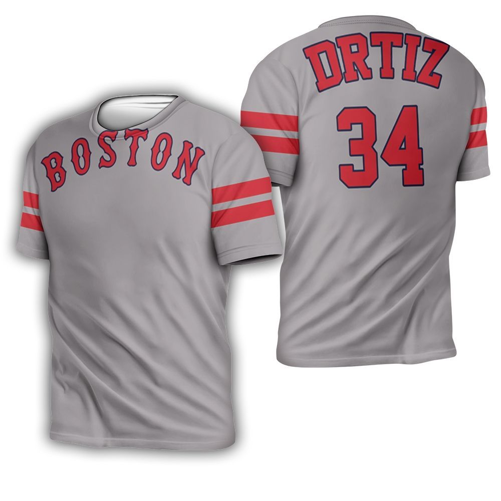 David Ortiz Boston Red Sox Player Gray 2019 Jersey Inspired Style 3D T-Shirt