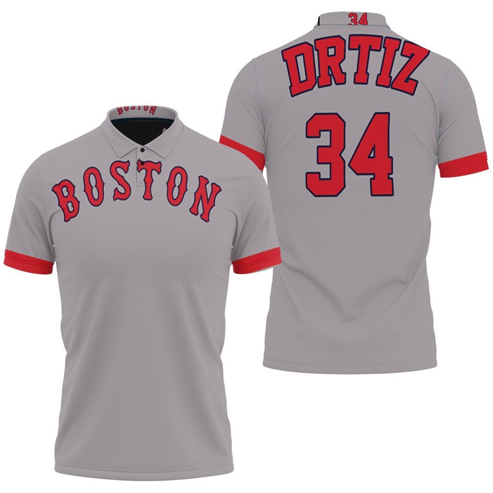 David Ortiz Boston Red Sox Player Gray 2019 Jersey Inspired Style Polo Shirt