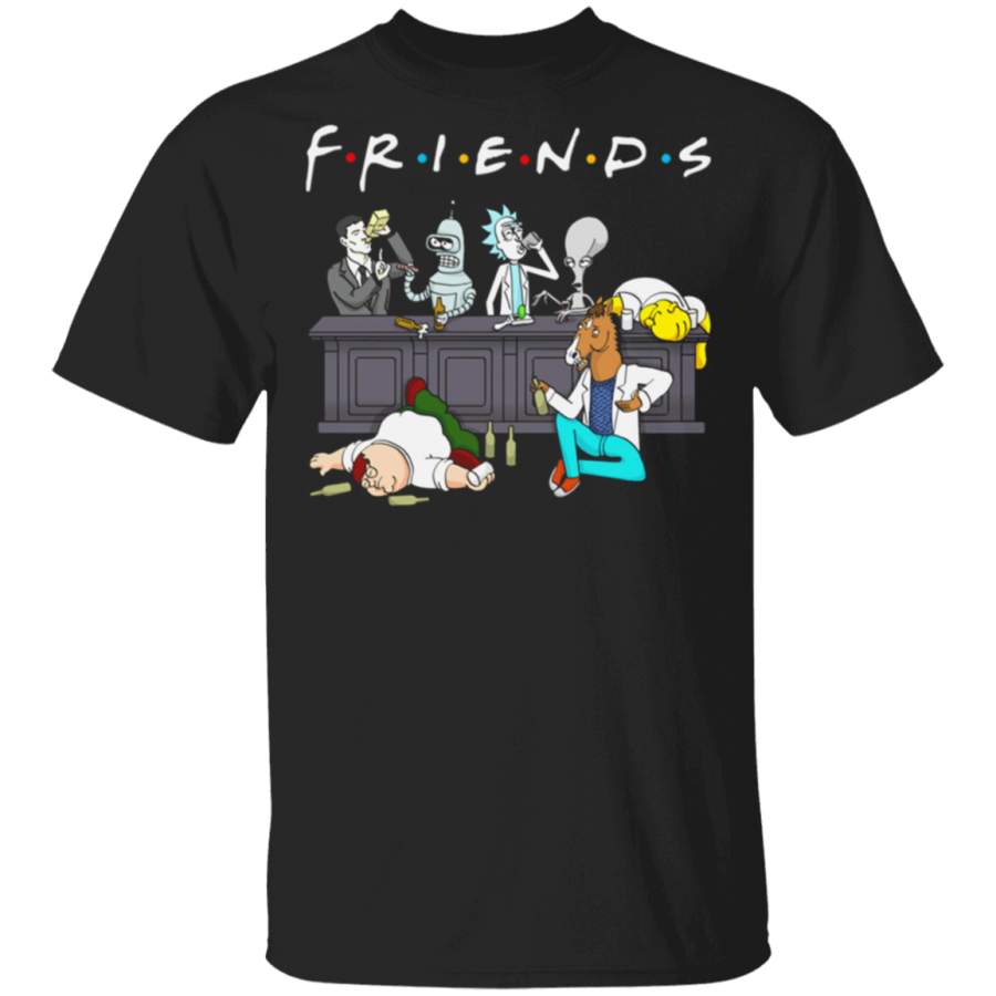 Friends Rick And Morty funny gift t-shirt for men, black