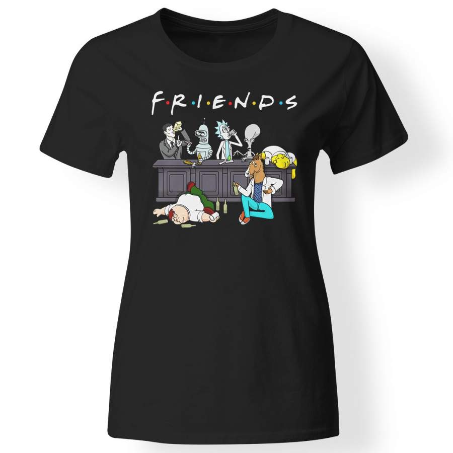 Friends Rick And Morty funny gift t-shirt for women, black