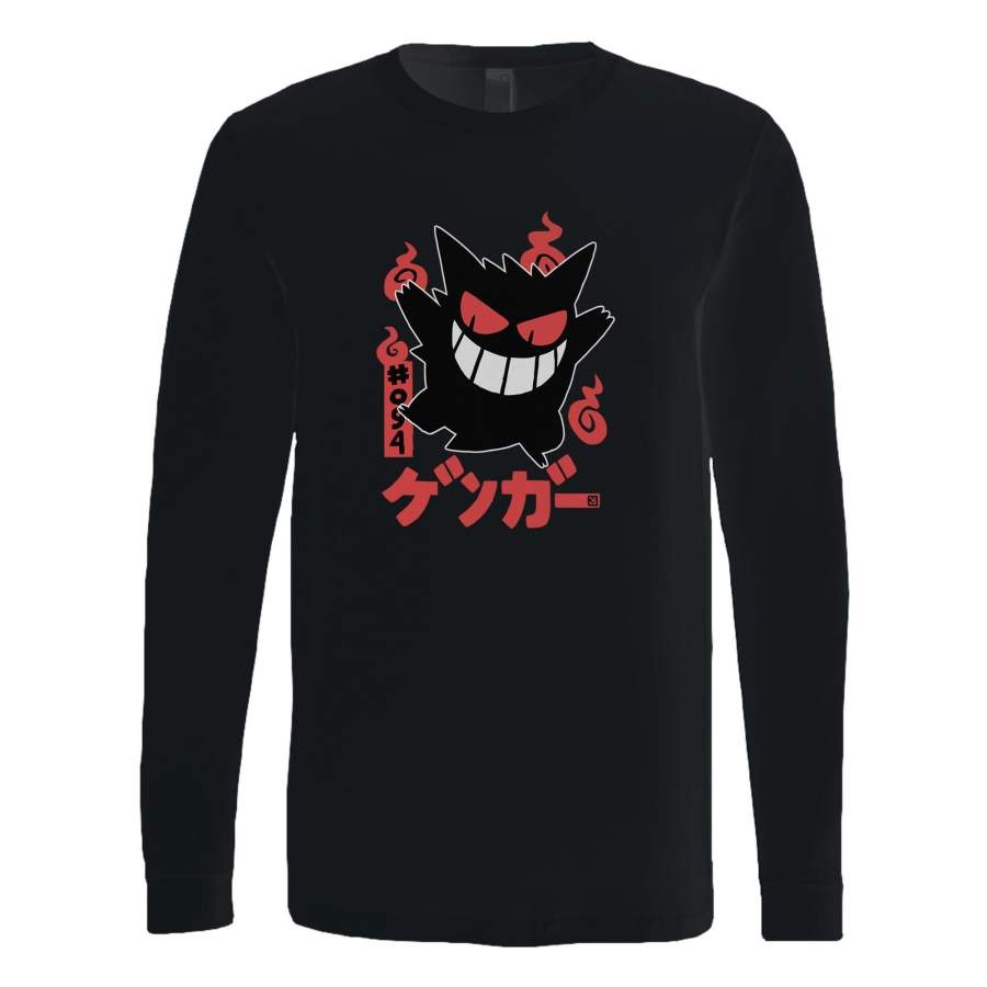 Gangar Ghost Pokemon Funny Smile Long Sleeve T-Shirt