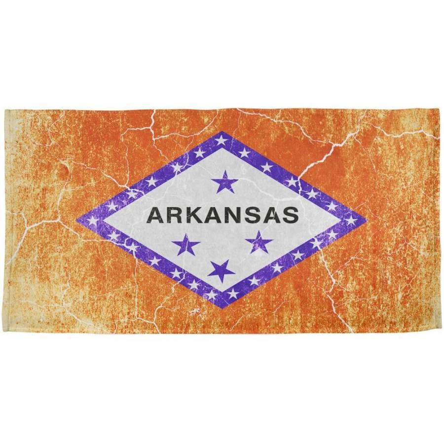 Arkansas Vintage Distressed State Flag All Over Beach Towel