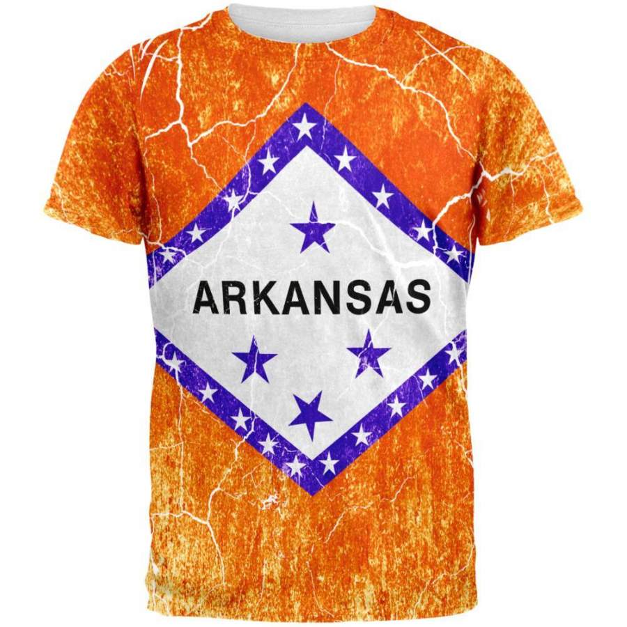 Arkansas Vintage Distressed State Flag All Over Mens T Shirt