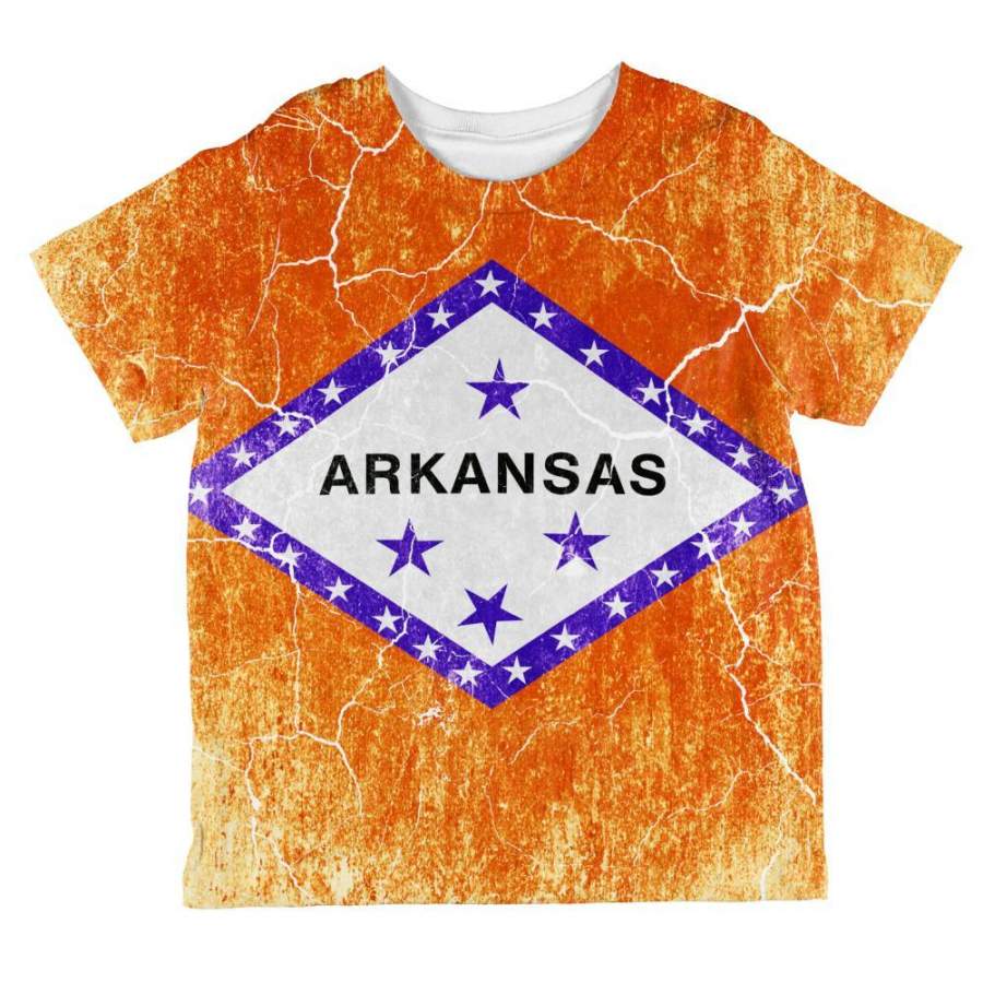 Arkansas Vintage Distressed State Flag All Over Toddler T Shirt