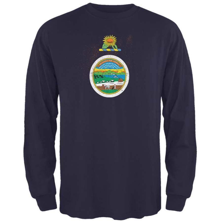 Born and Raised Kansas State Flag Mens Long Sleeve T Shirt