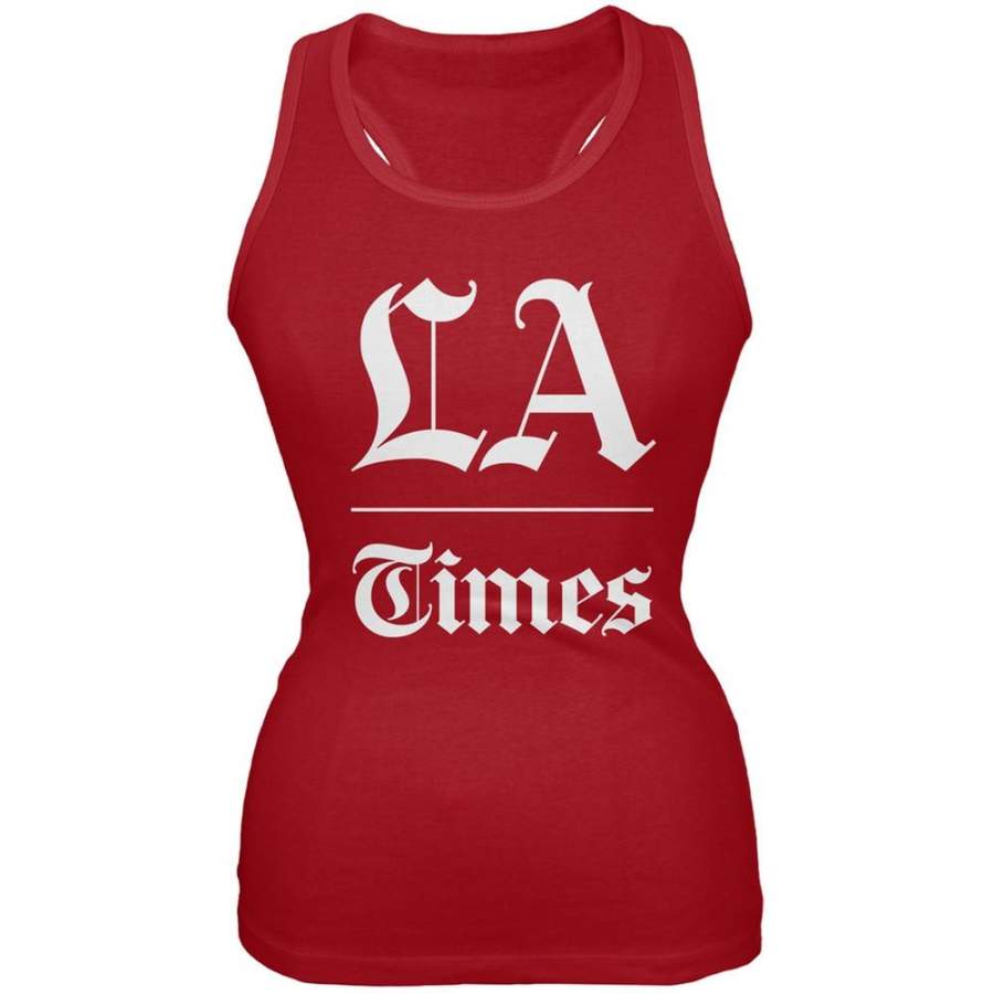 Los Angeles Times Stacked Logo Red Juniors Soft Tank Top