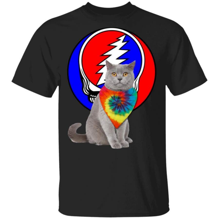 British Shorthair Cat Mixed Grateful Dead T-Shirt HA02