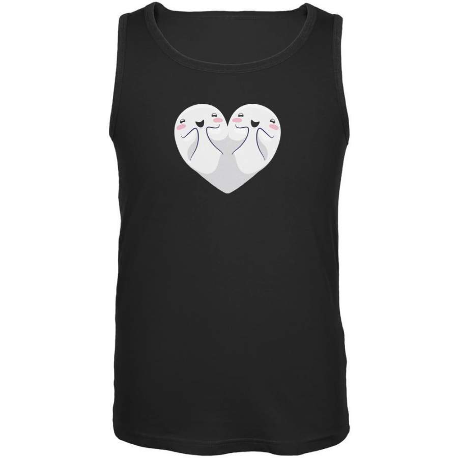 Halloween Heart Shaped Ghosts Black Adult Tank Top