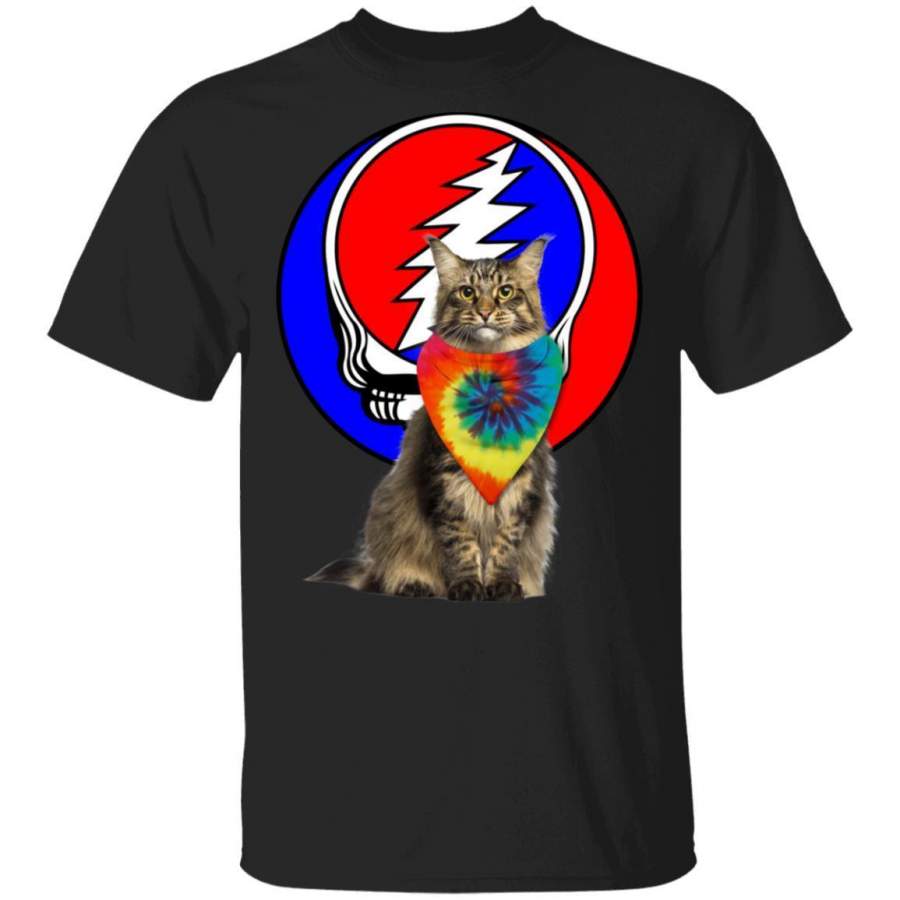 Maine Coon Cat Mixed Grateful Dead T-Shirt Funny Tee Gift For Fan Love Cat