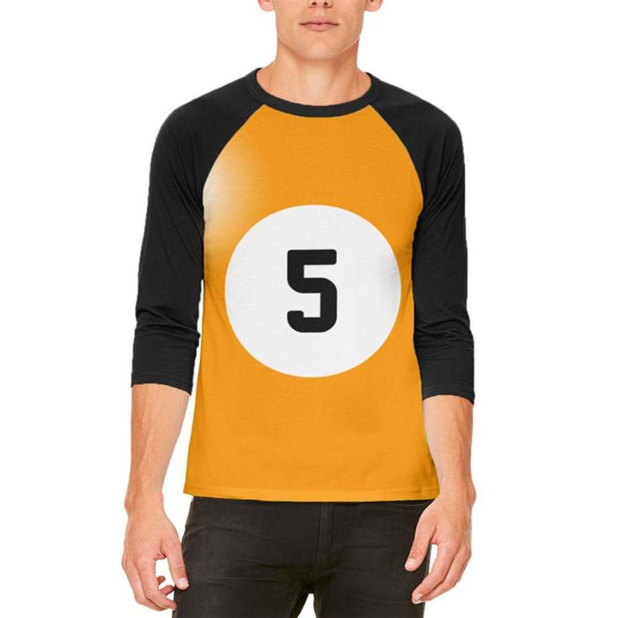 Halloween Billiard Pool Ball Five Costume All Over Mens Raglan T Shirt