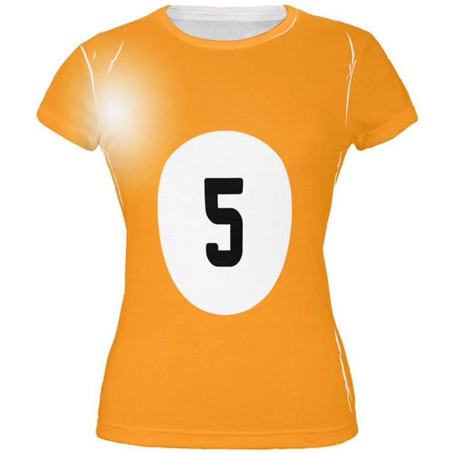 Halloween Billiard Pool Ball Five Costume Juniors T Shirt