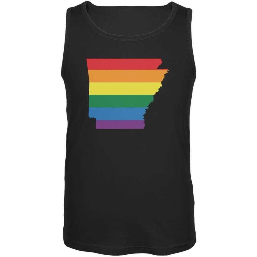 Arkansas LGBT Gay Pride Rainbow Black Adult Tank Top