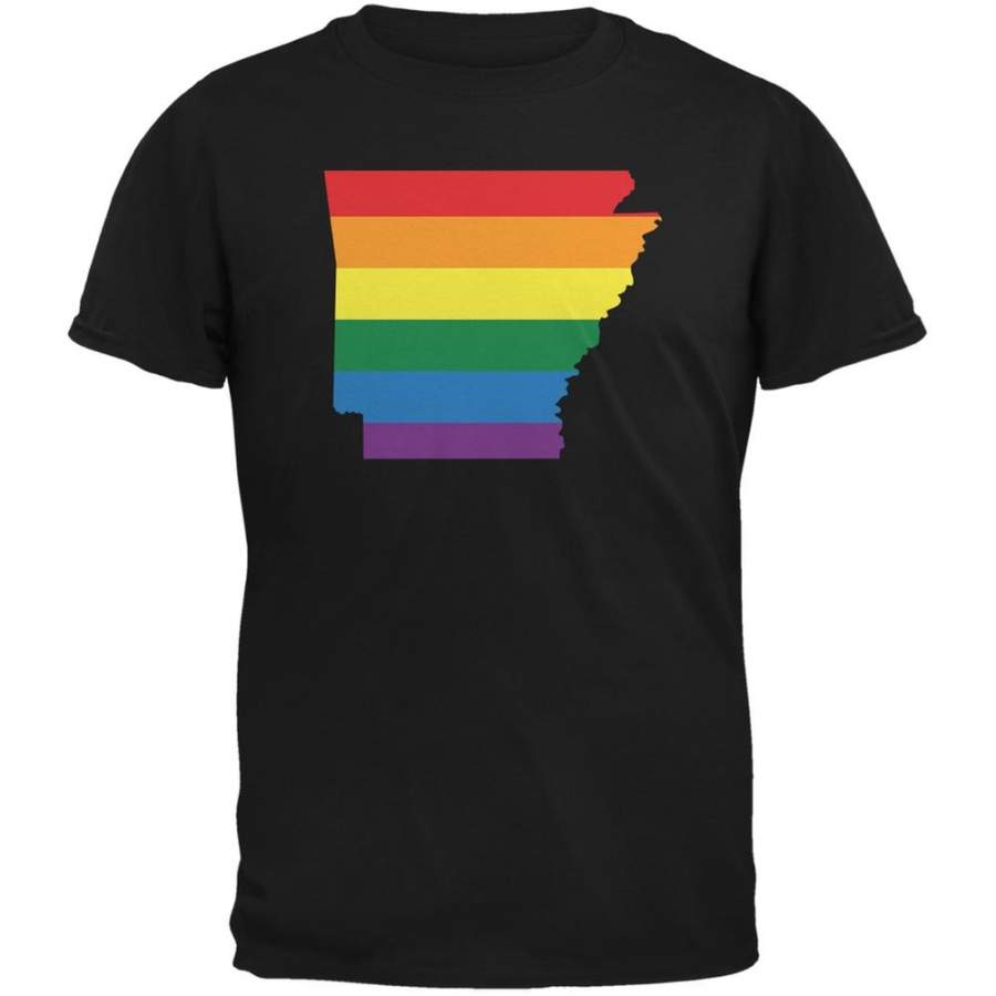 Arkansas LGBT Gay Pride Rainbow Black Adult T-Shirt