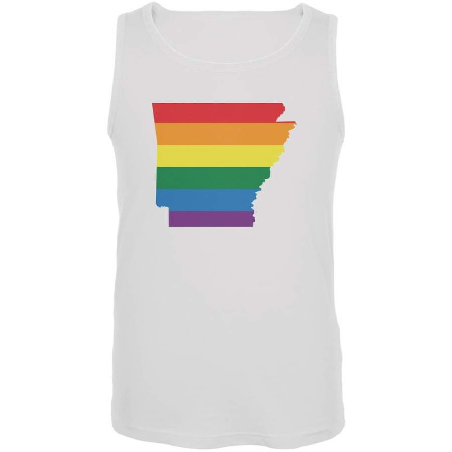 Arkansas LGBT Gay Pride Rainbow White Adult Tank Top