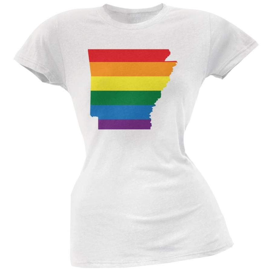 Arkansas LGBT Lesbian Pride Rainbow White Juniors Soft T-Shirt