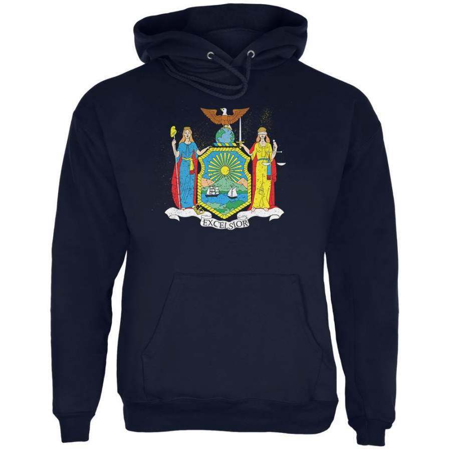 Born and Raised New York State Flag Mens Hoodie