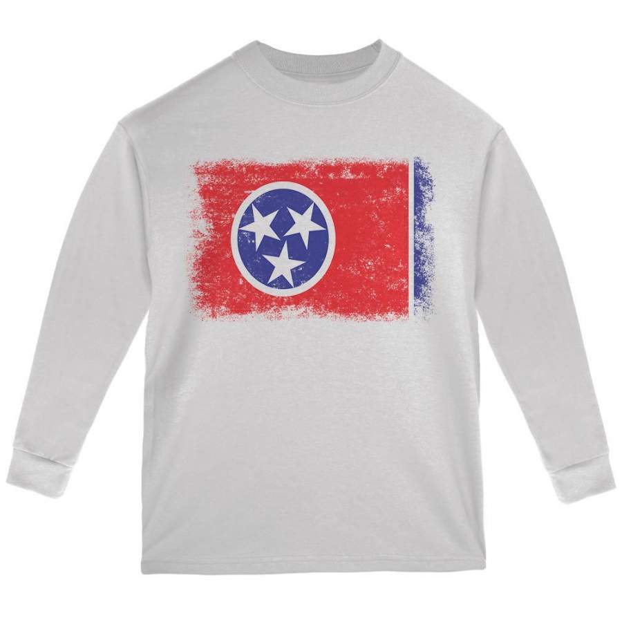 Born and Raised Tennessee State Flag Youth Long Sleeve T Shirt