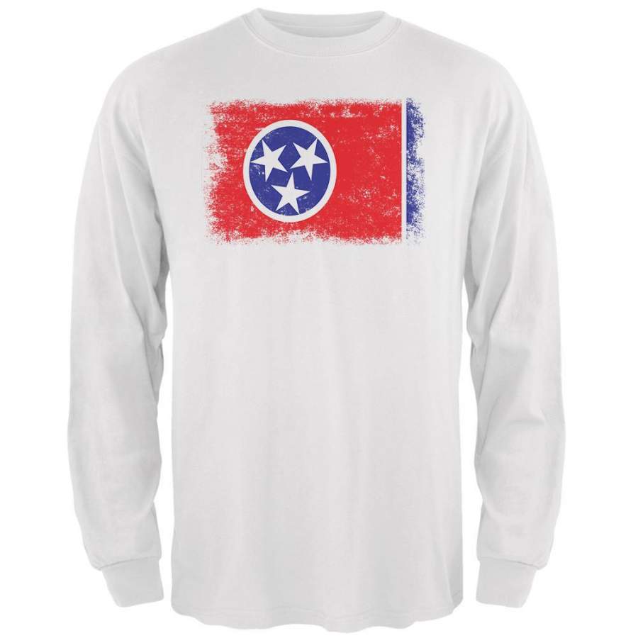 Born and Raised Tennessee State Flag Mens Long Sleeve T Shirt