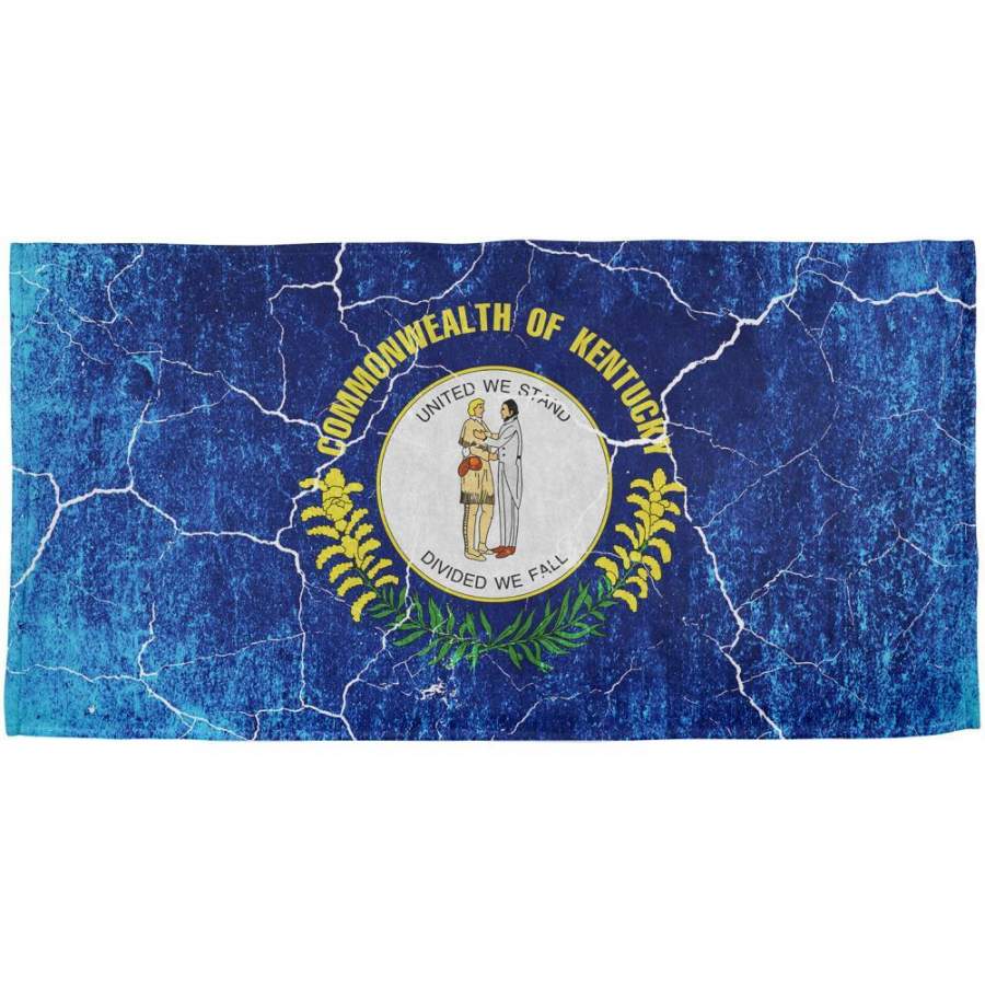 Kentucky Vintage Distressed State Flag All Over Beach Towel