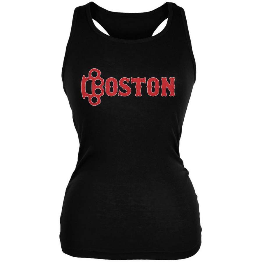 Boston Brass Knuckles Parody Black Juniors Soft Tank Top