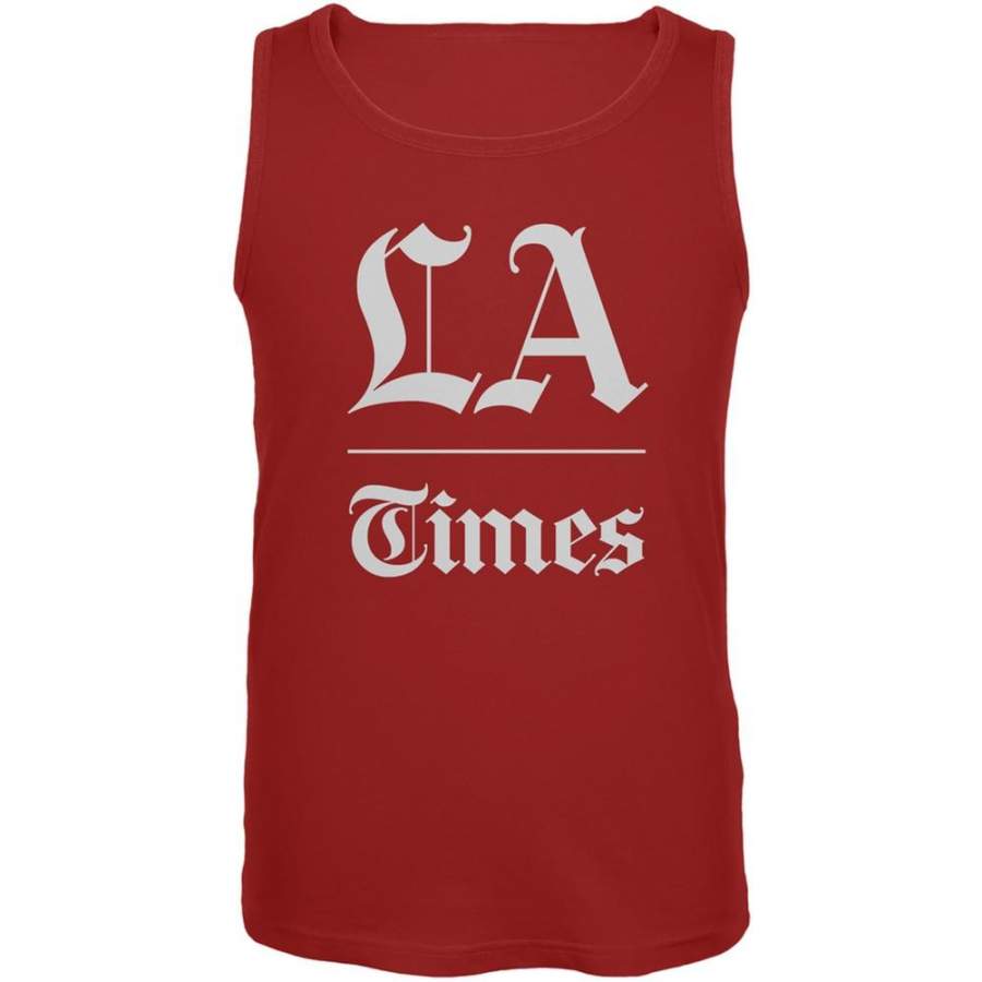 Los Angeles Times Stacked Logo Red Adult Tank Top