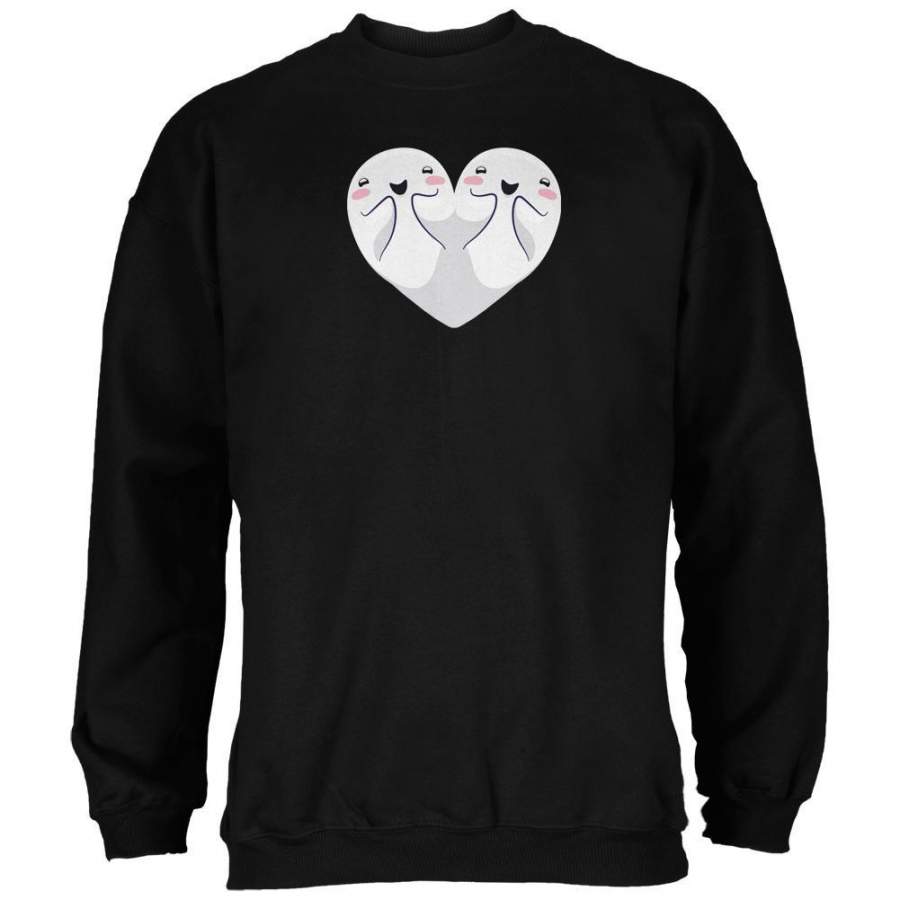 Halloween Heart Shaped Ghosts Black Adult Sweatshirt