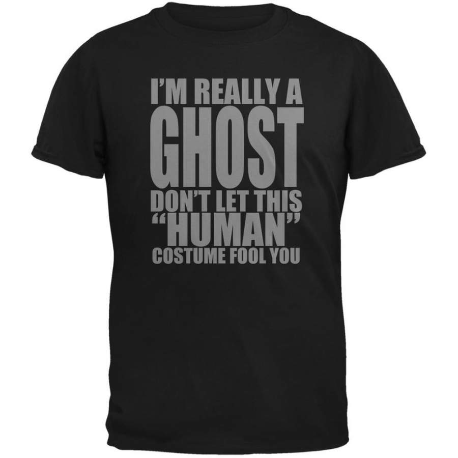 Halloween Human Ghost Costume Black Adult T-Shirt