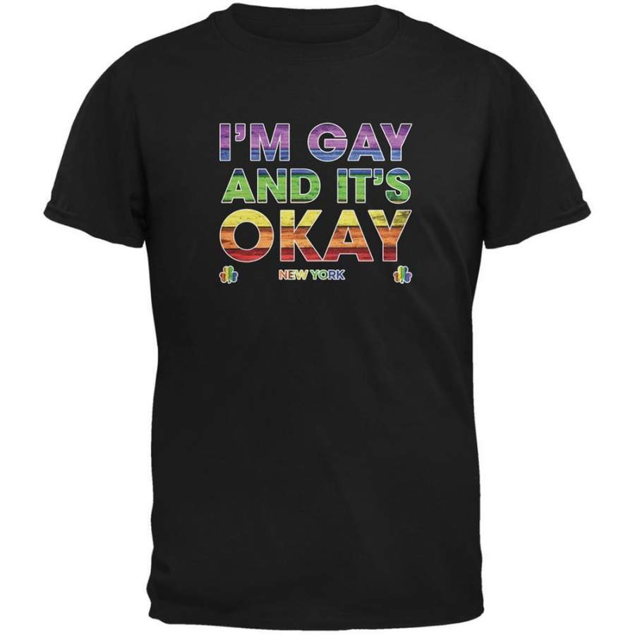 LGBT Gay Pride It’s Okay I’m Gay New York Black Adult T-Shirt