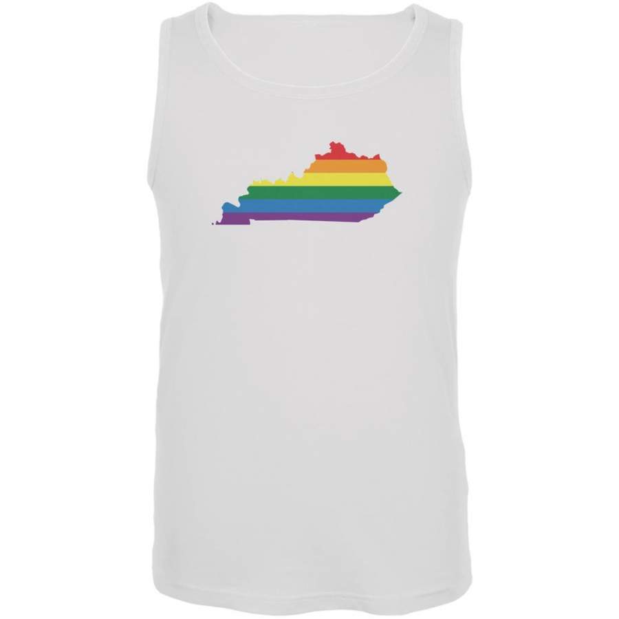 Kentucky LGBT Gay Pride Rainbow White Adult Tank Top