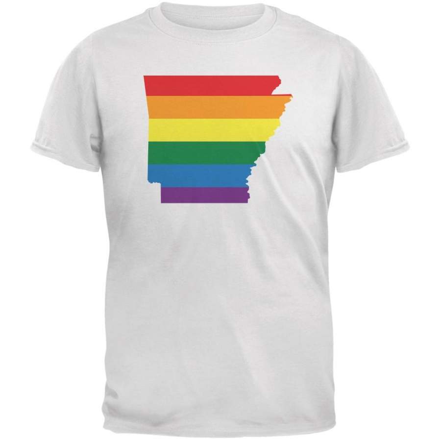 Arkansas LGBT Gay Pride Rainbow White Adult T-Shirt