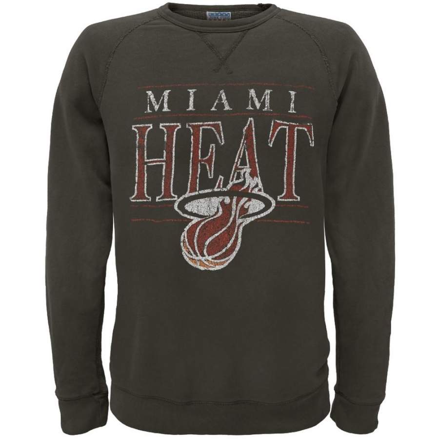 Miami Heat – Distressed Hoop Logo Crew Neck Sweatshirt