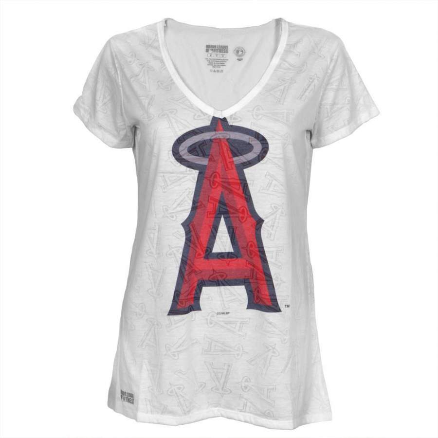 Los Angeles Angels of Anaheim – Large Logo Juniors Burnout V-Neck T-Shirt