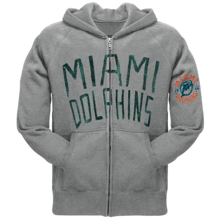 Miami Dolphins – Sunday Grey Zip Hoodie