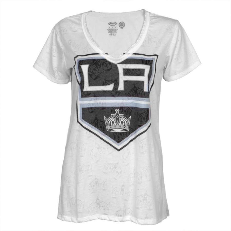 Los Angeles Kings – Large Logo Juniors Burnout V-Neck T-Shirt