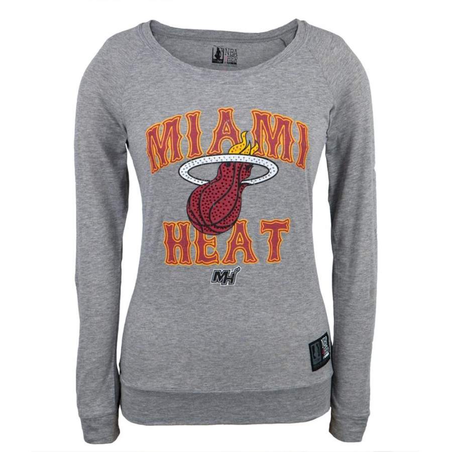 Miami Heat – Distressed Gem Hoop Logo Juniors Long Sleeve T-Shirt