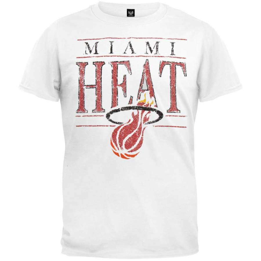 Miami Heat – Distressed Flaming Hoop Logo T-Shirt