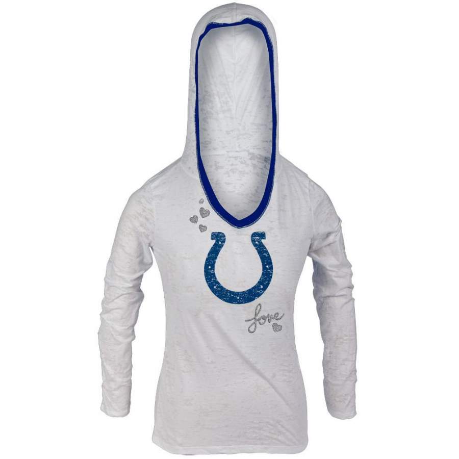 Indianapolis Colts – Girls Youth Burnout Hooded Long Sleeve T-Shirt