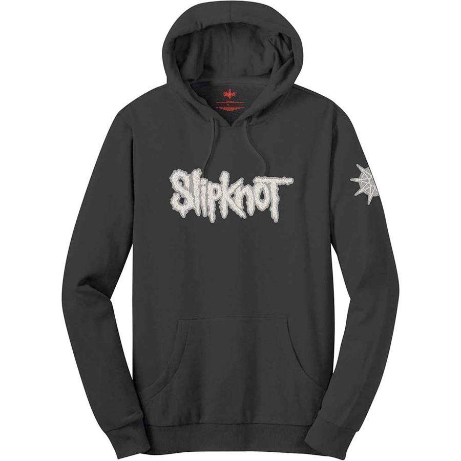 Slipknot – Logo and Applique Motif Star – Black Hooded Sweatshirt