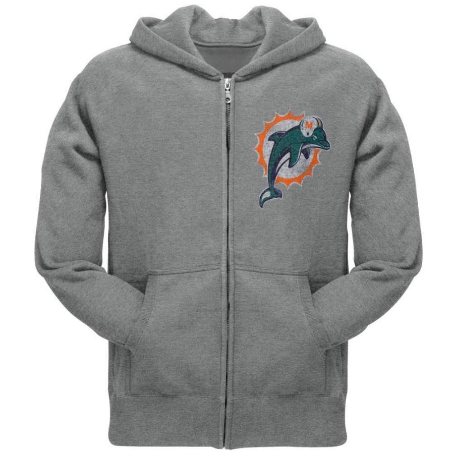 Miami Dolphins – Vintage Logo Overdye Zip Hoodie