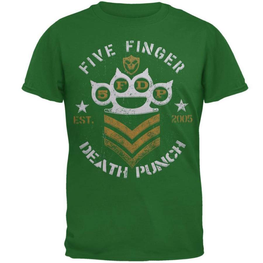 Five Finger Death Punch – Green Chevron Adult T-Shirt