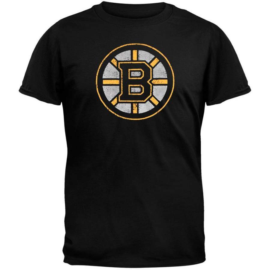 Boston Bruins – Logo Brass Tacks Soft Black Adult T-Shirt