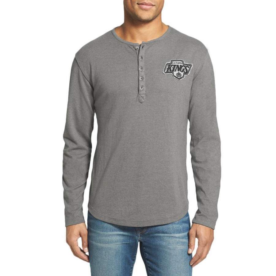 Los Angeles Kings – Chest Logo Primo Adult Henley Long Sleeve T-Shirt