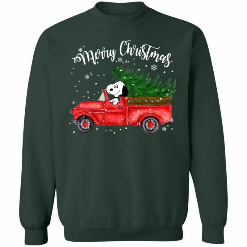 Christmas Snoopy Sweater Snoopy On Red Truck Merry Xmas Shirt VA10