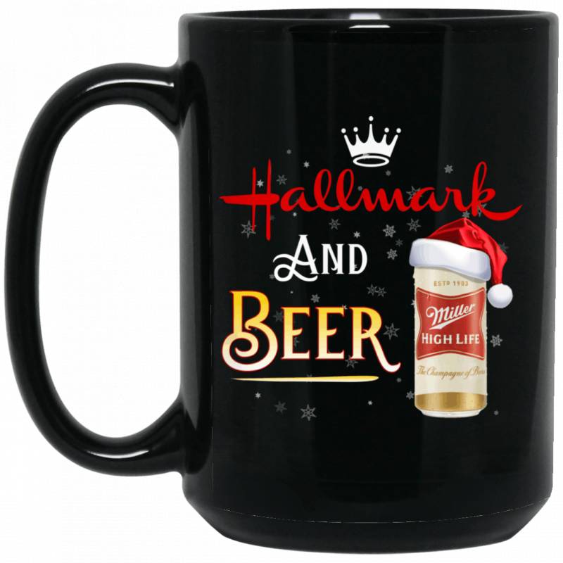 Christmas Mug Hallmark And Beer Miller High Life Black Mug Xmas Gift HA10