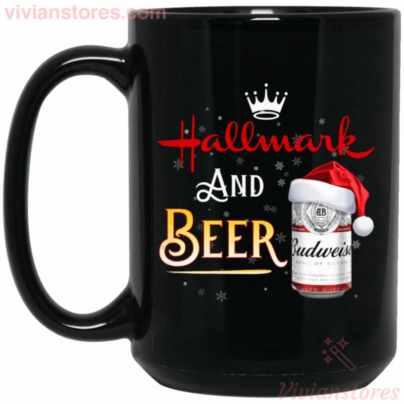 Christmas Mug Hallmark And Beer Budweiser Black Mug Xmas Gift HA10