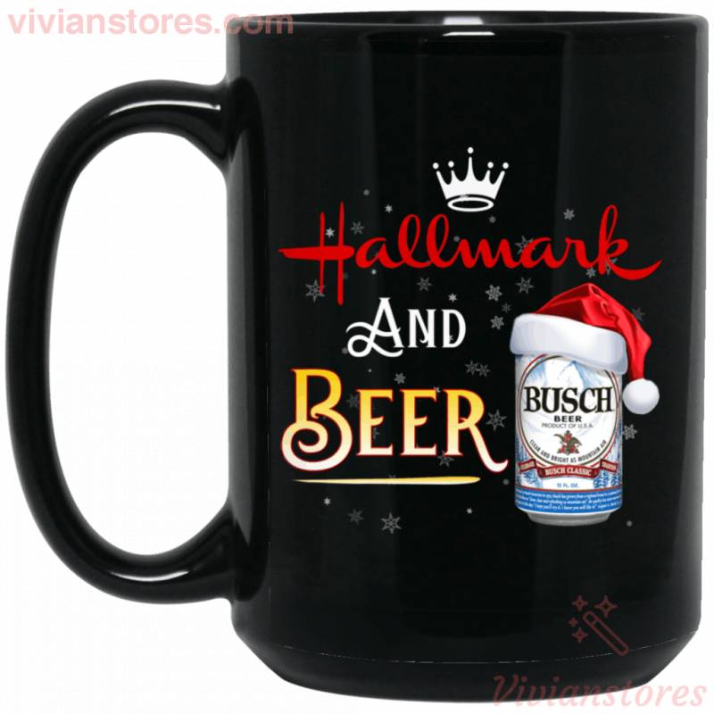 Christmas Mug Hallmark And Beer Busch Black Mug Xmas Gift HA10