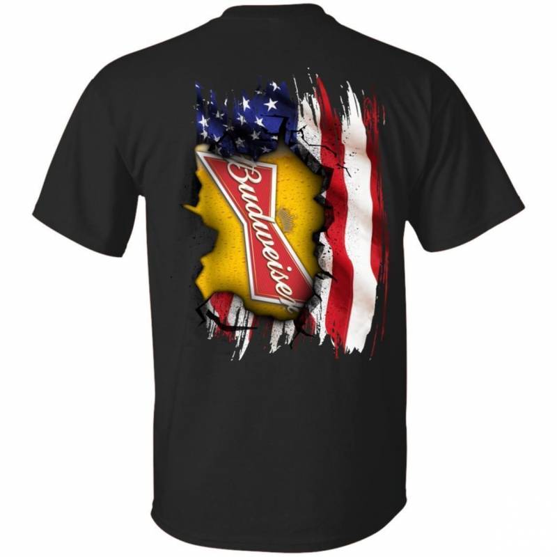 Budweiser Beer & American Flag T-shirt For Independence Day LT05